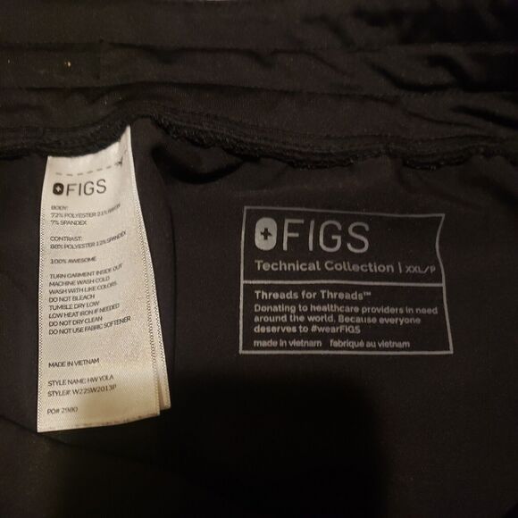 Figs Scrub Pants Men Size 2XL Black Heavy Duty Waistband Joggers Tech Collection - Picture 7 of 13